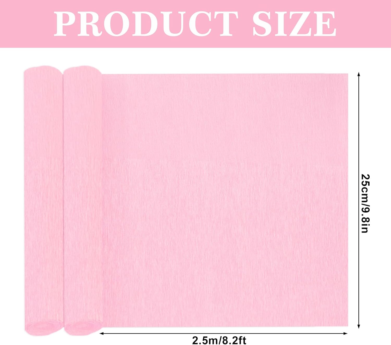 8 Rolls 65.6ft Pink Crepe Paper Streamers 25 x 250cm 4 Colors Party Streamers Pink Theme Crepe Paper Roll Decorative Craft Streamer for DIY Gift Wrapping Crafts Decor