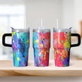 thumbnail image 2 of 20oz Geometric Pattern Double Wall Tumbler, Stainless Steel Insulated Travel Coffee Mug with Handle Leak Proof Straw, 2 of 5