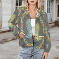 thumbnail image 3 of Jackets for Women Winter Coat Jackets Flannel Stand Collar Jacket(Cute Dino Floral Print,Size:S-4XL), 3 of 7