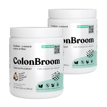 ColonBroom Psyllium Husk Powder & Stevia, Cleanse for Gut Health, Tropical Fruits (100 Servings)