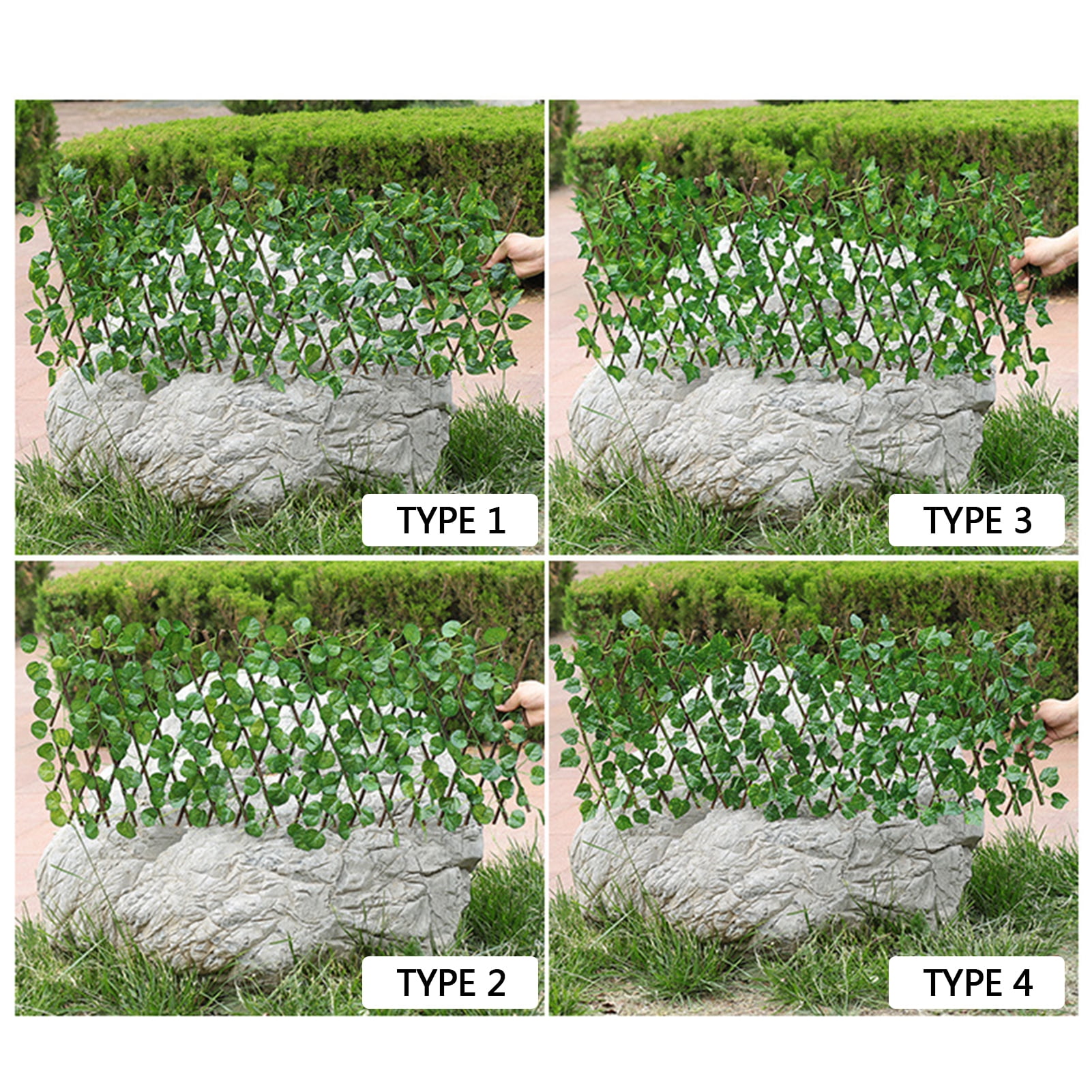 Tomshoo Simulation Fence Fence Telescopic Fence Fake Flowers Green Leaves Outdoor Garden Fence Wall Guardrail Decorative Leaves Blocking Plants Small Fence-Little Creeper