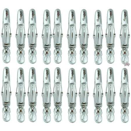 Pack of 10 BabylissPro Barberology 2 PC Sectioning Clips - Silver