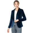 thumbnail image 1 of Abrigo De Oficina Para Mujer Chaqueta De Terciopelo Con Botones Y Cuello Chal Sólido Azul profundo XS, 1 of 7