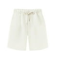 thumbnail image 2 of up to 60% off Gifts wycnly Summer Shorts for Women Casual Solid Drawstring Elastic Waist Loose Straight Leg Half Pants Lightweight Cotton Shorts with Pocket White XXL, 2 of 3