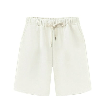 QUYUON Womens Casual Summer Shorts Womens Workout Shorts Ladies Shorts Pockets High Waisted Running Shorts Women Walkshorts Shorts Pants Style S-1632 Sweat Shorts Female Women s Casual Shorts White S
