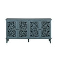 thumbnail image 6 of Noble House Sideboard Buffet Cabinet with Floral Carvings, Adjustable Shelves, Solid Wood Legs, and Brass Handles, Vintage Style Storage, Antique Blue, 6 of 7