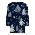 Women's 3/4 Sleeve Henley Shirts Christmas Trees Xmas Snowflake Print T