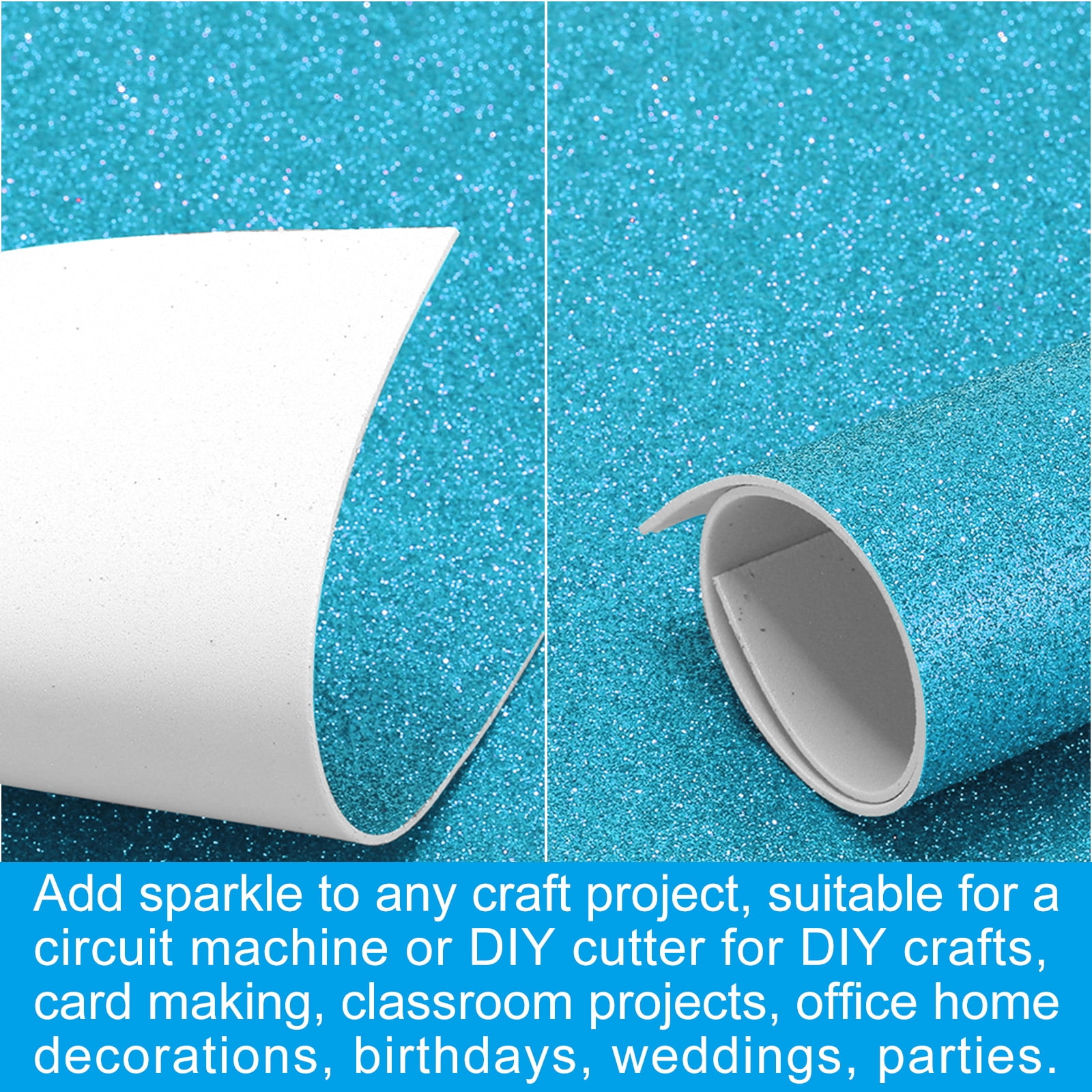 Uxcell 2mm(1/10") Thick Adhesive Glitter Foam Sheet 16x24inch(40x60cm) Blue, EVA Shiny Foam Board for Craft, 6 Pcs