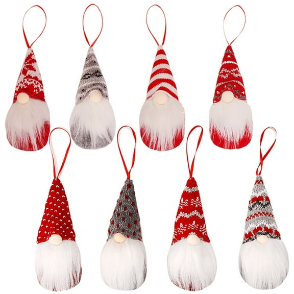 WILLED Christmas Tree Hanging Gnomes Ornaments, 8 Pack Swedish Handmade Plush Gnomes Santa Elf Hanging Home Decorations, Tomte Gnomes Decorative Ornaments for Christmas Decor