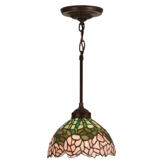 Meyda Tiffany 18710 Stained Glass / Tiffany Mini Pendant From The Cabbage Rose Collection