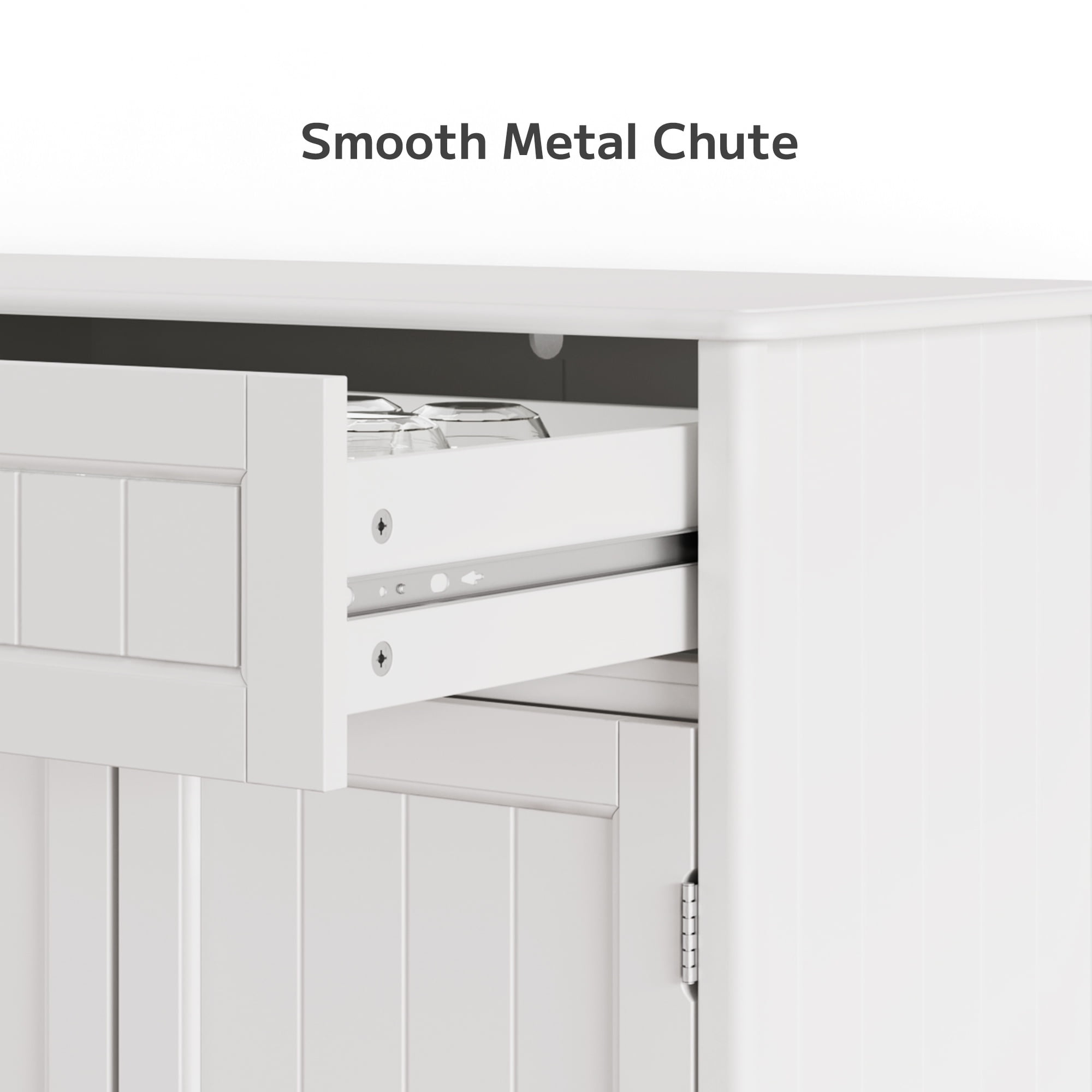 Asofer 42" Kitchen Storage Cabinet, Sideboard Buffet with 3 Doors & 1 Drawer & 8 Shelves, White