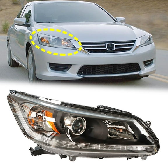 Headlight Halogen Headlamp Housing Assembly Front Right Passenger Side Fit for Honda Accord 2013-2015 (without Bulb)
