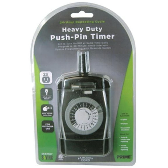Prime Wire & Cable  2-Outlet Pigtail with 24 Hour Electro Mechanical Timer - Black
