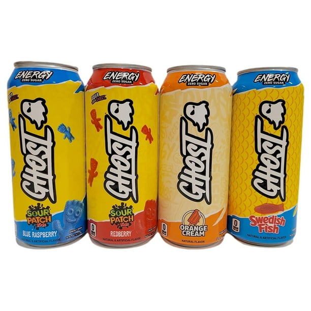 Ghost Energy Drink Cans, Variety Pack. Four Flavors Included Orange
