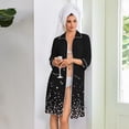 thumbnail image 6 of Zipper Robes for Women Lightweight 3/4 Sleeve Womens Bathrobe Zip Up Front Knee Length Vintage Floral Print Plus Size Sleepwear Nightgown with Pockets Black XXXL, 6 of 8
