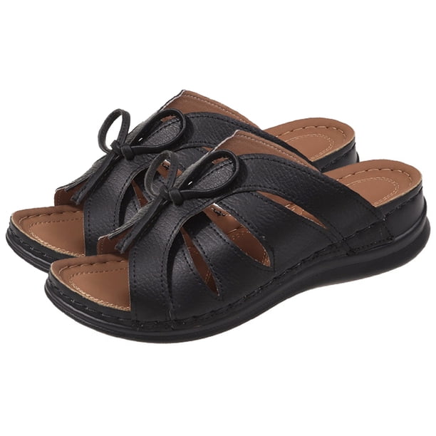 Zapatillas ahuecadas para mujer, antideslizantes, cómodas para viajes al aire libre (39 negro)