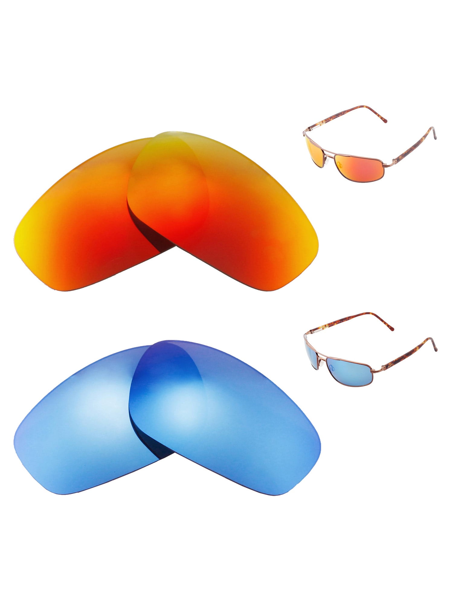 Buy Walleva Polarized Fire Red + Ice Blue Replacement Lenses For Maui