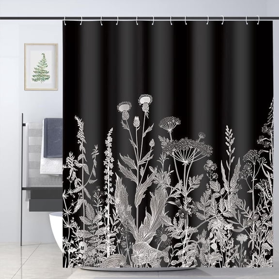 Wildflower Botanical Shower Curtain for Bathroom Decor Floral Flower Plant Green Leaves Bathroom Accessories 72x72in