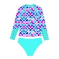 thumbnail image 4 of TiaoBug Kids Girls Swimsuit 2 Piece Set Printed Rash Guard Long Sleeve Shirt with Swim Bottoms Colorful 8, 4 of 5