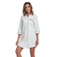 thumbnail image 4 of ANLIQI Womens Cotton Nightgown Sexy Button Down Night Shirts Soft Summer Sleep Shirt Ladies Comfy Night Dress (White,XL), 4 of 7