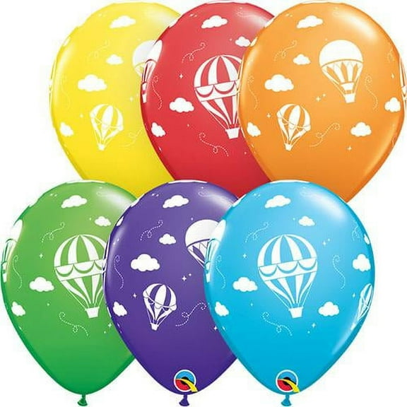 LOONBALLOON Baby-Shower Balloons, 11″ HOT AIR BALLOONS - BRIGHT RAINBOW ASSORTMENT