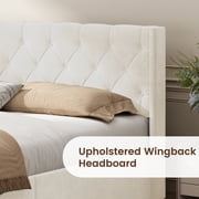 Upholstered Hydraulic Lift Up Storage Platform Bed,Full Size,Cream