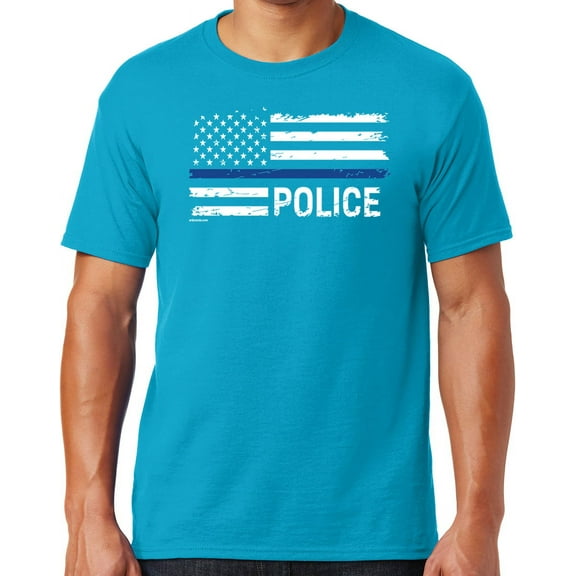 Buy Cool Shirts Mens Police Thin Blue Line T-shirt, Small Cali Blue