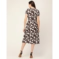 thumbnail image 6 of Moomaya Womens Printed Button Down Dress V Neck Short Sleeve Midi Dress, 6 of 8
