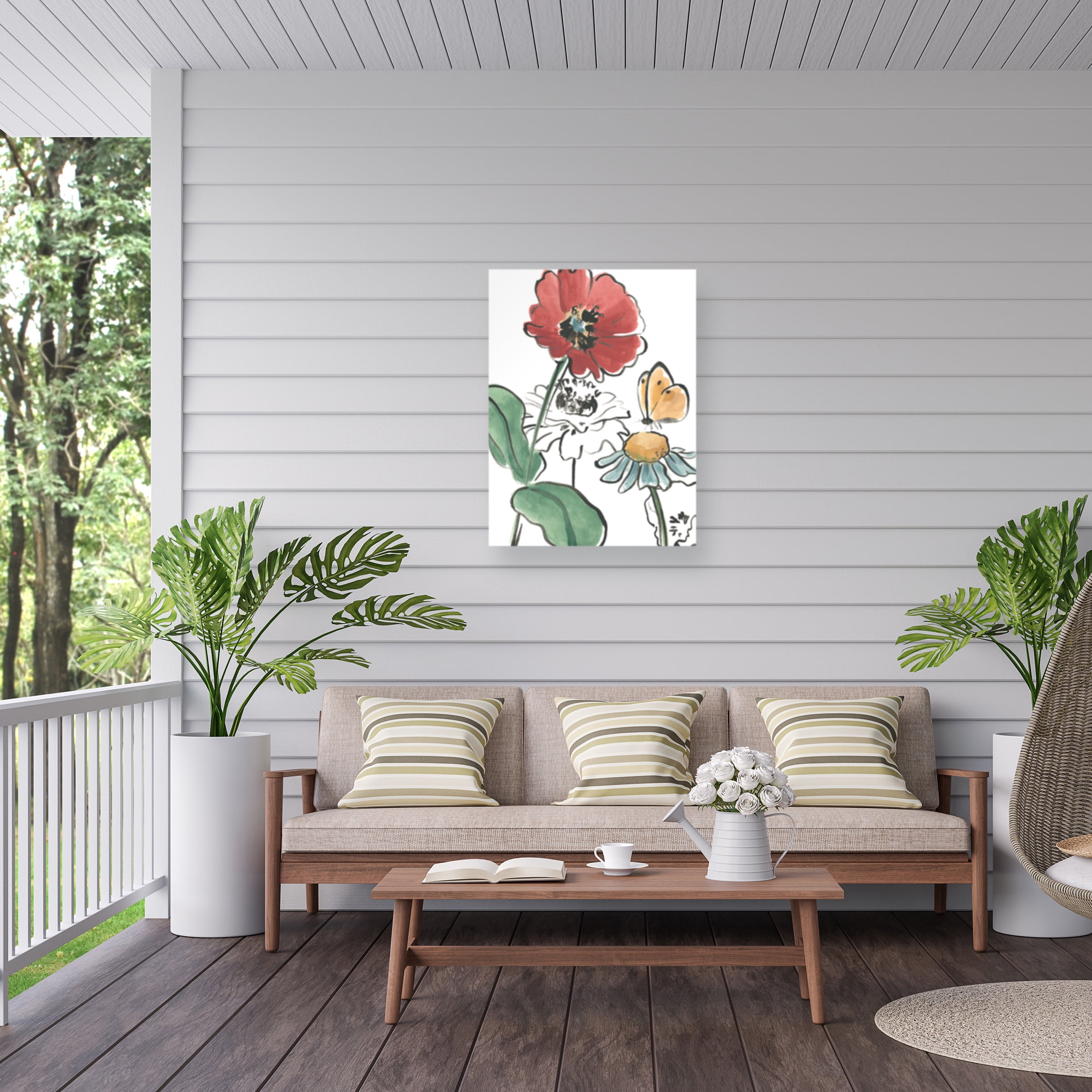 June Erica Vess 'Boho Florals II' Outdoor Canvas 32x22