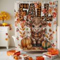 thumbnail image 3 of Thanksgiving Highland Cow Shower Curtains for Bathroom, Fall Pumpkin Leaf Waterproof Fabric Shower Curtain for Bathroom Bathtub Decoration, Machine Washable, 54x"78", 3 of 9
