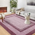 thumbnail image 3 of ZACOO 9x12 Modern Imitation Braided Print Pattern Large Area Rug Low Pile Neutral Soft Nursery Rug Non Slip Farmhouse Floor Cover, Pink, 3 of 7