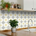 thumbnail image 4 of Mi Alma Peel and Stick Star Shaped B63 Backsplash Tile Stickers, Gray and Yellow, 7" x 7" (24-Pack), 4 of 10