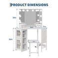 thumbnail image 3 of Bingirl Corner Vanity Desk: Comes with LED Lighted Mirror, Charging Station, Storage Cabinet, and Stool, 3 of 6