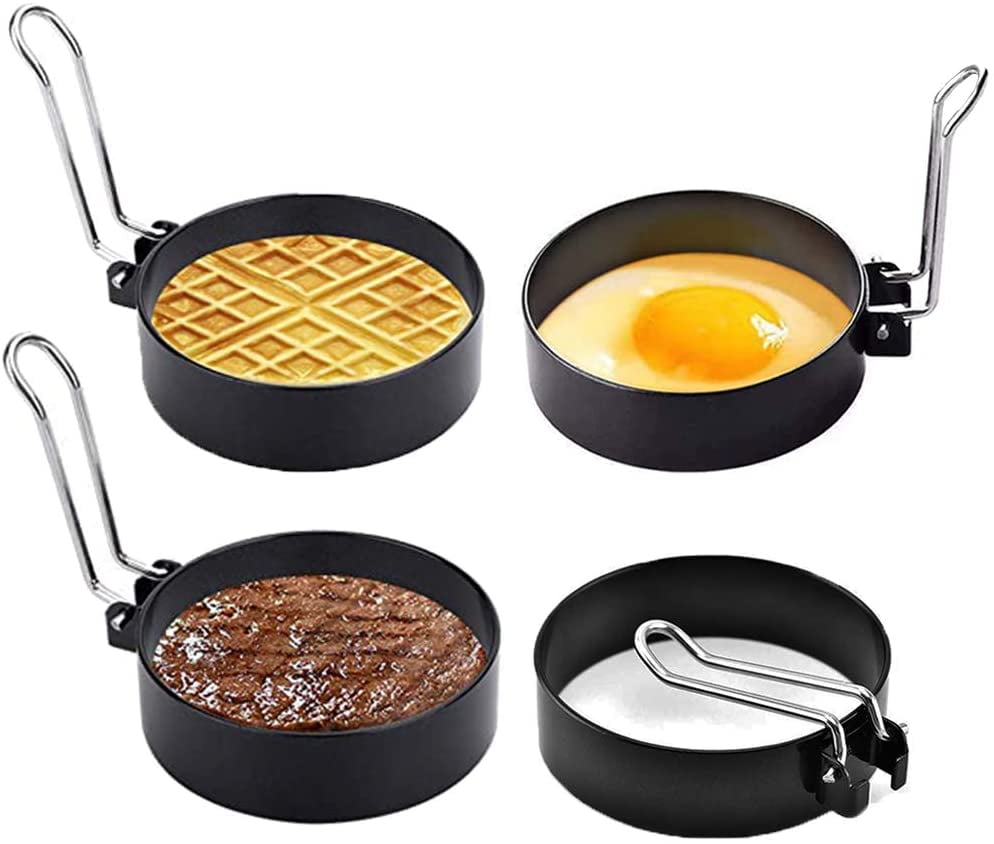 Vorkoi 2 Pack Egg Ring Set,Round Egg Cooker Rings,Stainless Steel Egg Cooking Rings For Frying