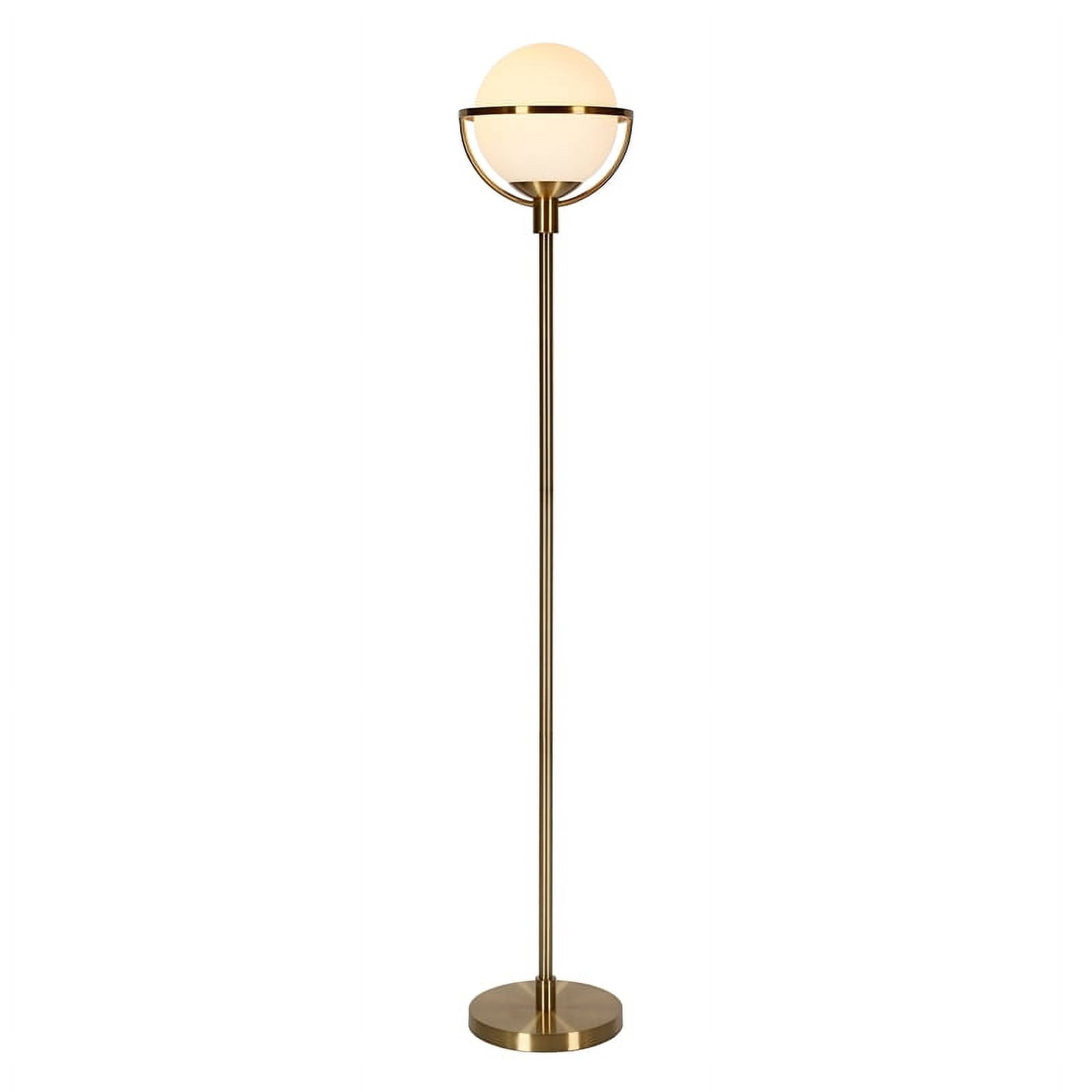Evelyn&Zoe Cieonna Globe & Stem Floor Lamp with Glass Shade in Brass/White