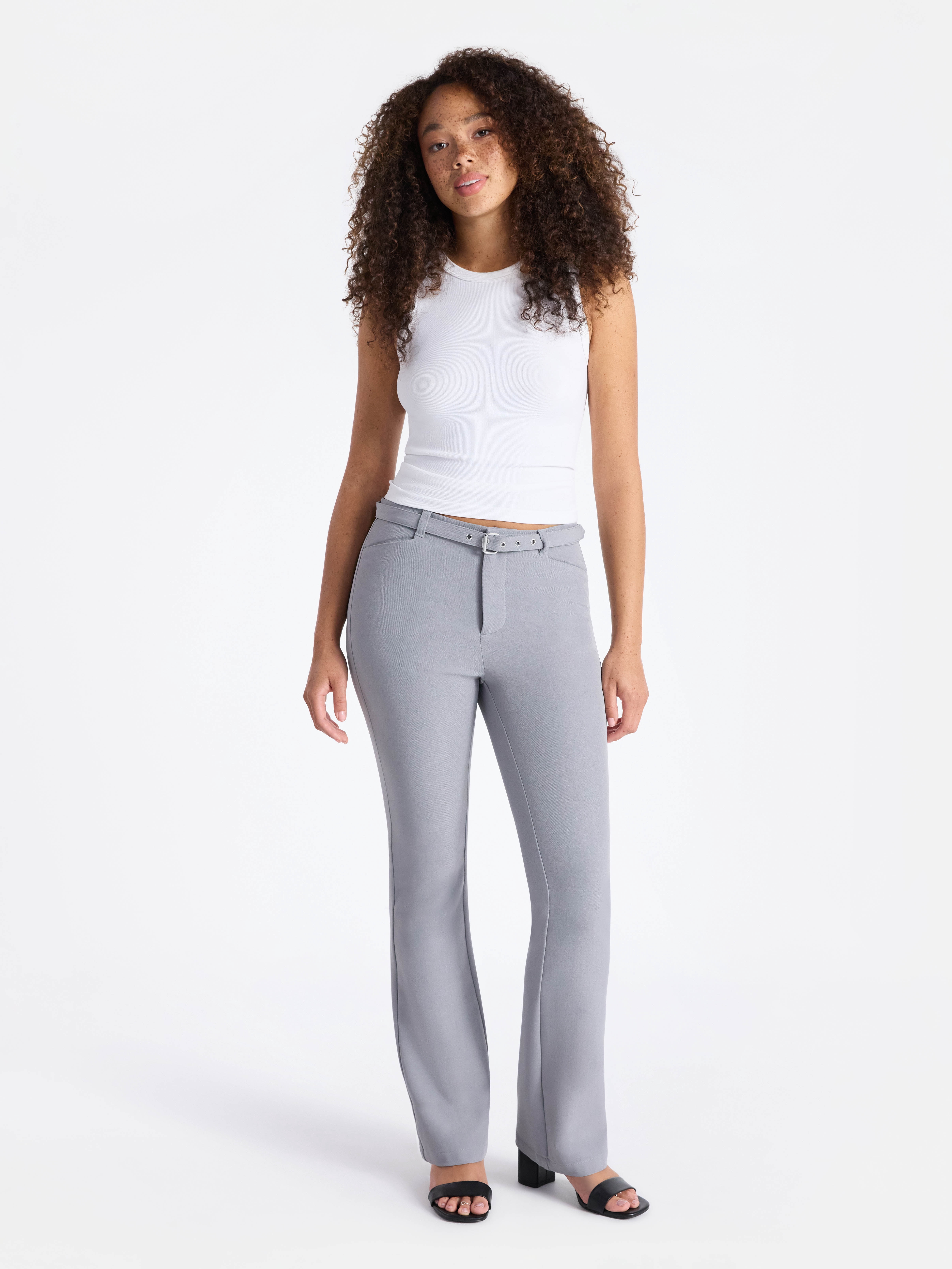 No Boundaries Bootcut Belted Trousers, 31" Inseam, Women's