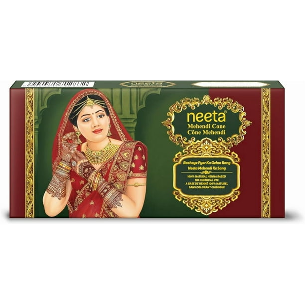 Neeta 24 Pack 100% Natural Ready to Use Henna Paste Cones, Reddish