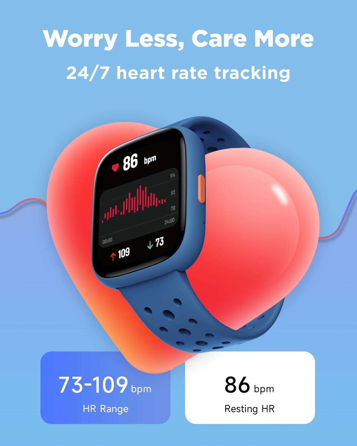 BIGGERFIVE Smart Watch for Kids No APP No Phone Needed, 1.8" Fitness Tracker Watch Pedometer, Sleep Monitor, IP68 Waterproof, Step Counter, Puzzle Games for Girls Boys Teens 5-16, Blue
