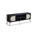 thumbnail image 5 of 60 Inch TV Entertainment Center Rattan Front 2 Cabinet Metal Legs Black - Saltoro Sherpi, 5 of 6