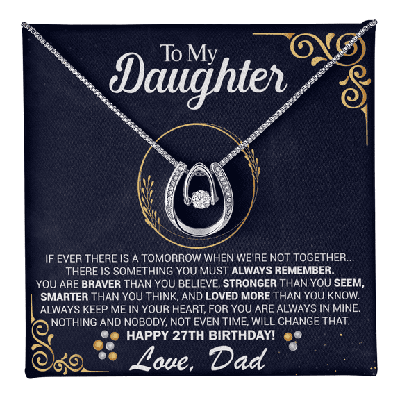 27th Birthday Daughter Gift Necklace, Gift From Dad, Lucky in Love Jewelry For 27th Birthday Daughter, Gift for 27 Year Old Daughter from Father jewelry