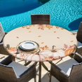 thumbnail image 6 of Orange Pumpkins Fall Round Tablecloth, Fitted Table Cover with Elastic for 36"-44" Round Tables, Thanksgiving Flowers Autumn Leaves Table Cloth Outdoor Indoor Dinning Party Waterproof Tablecloths, 6 of 7
