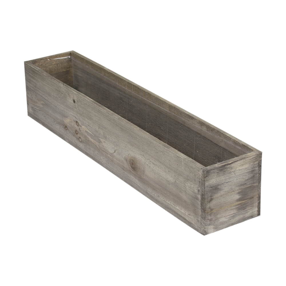 20&quot; Rustic Wood Planter Boxes with Liner, Rectangle