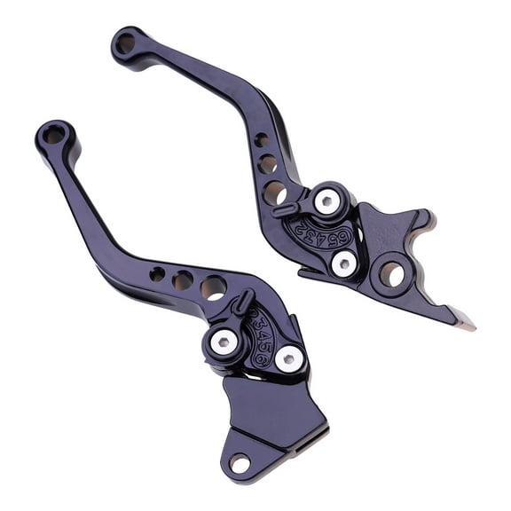 Universal Motorcycle Brake Clutch Lever Pair 6 Gear Adjustable Metal Black for Street Riding