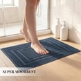 thumbnail image 3 of Yiannan 17x24 Inch Cotton Bath Rug, Soft Absorbent Non Slip Mat, Machine Washable Non Shedding, Fashionable Mat for Bathroom, Kitchen and Laundry,Navy Blue, 3 of 8