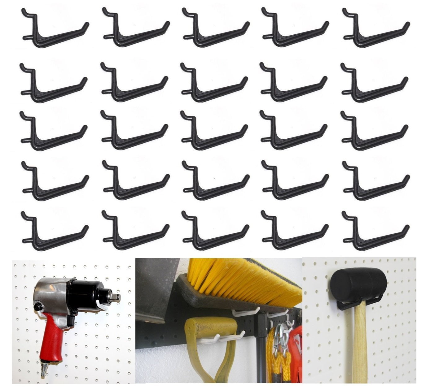 JSP Manufacturing 100-Pack White J Style Pegboard Hooks - Fits 1/4" Pegboard Holes, Tool & Garage Storage - View #9
