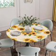 thumbnail image 5 of Vintage Sunflower Round Tablecloth for 36-44 Inch Tables,Fitted Table Cover with Elastic Edge,Yellow Flowers Summer Botanical Retro Art Waterproof Outdoor Table Cloth Protector for Patio Dinner, 5 of 9