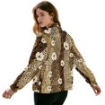 thumbnail image 3 of COEQINE Bomber Jacket Women 2025 Zip Up Y2k Short Jackets Lightweight Fashion Varsity Shacket Coats Stand Collar Windbreaker Streetwear Fall Outfits, Small, Floral Leopard Zebra Animal Print, 3 of 7