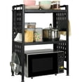 thumbnail image 7 of 3 Tier Microwave Shelf Countertop, Extendable Microwave Oven Rack Adjustable Microwave Stand Bakers Rack for Kitchen Counter Shelf Organizer with 4 Hooks and Pot Lid Holder,Black, 7 of 7