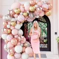 thumbnail image 5 of Kit de arco de guirnalda de globos de oro rosa, 129 piezas de globos de látex con confeti de oro rosa, rosa, blanco y dorado para baby shower, boda, cumpleaños, graduación, 5 of 5