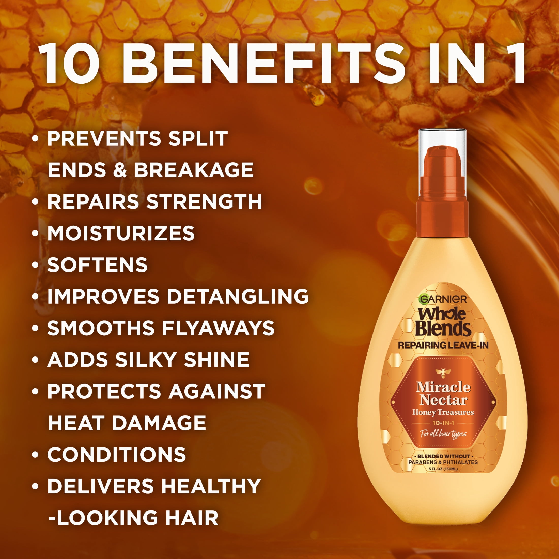 Garnier Whole Blends Leave-In Miracle Nectar Honey Treasures Treatment, 5 fl. oz.
